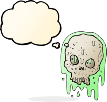 cartoon slimy skull with thought bubble png