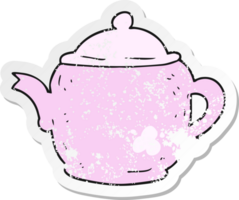 retro distressed sticker of a cartoon teapot png