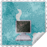 broken computer graphic square sticker stamp png