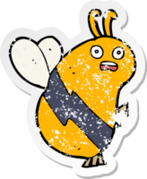 retro distressed sticker of a funny cartoon bee png