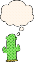 cartone animato cactus con pensato bolla nel comico libro stile png