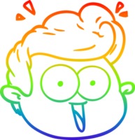 rainbow gradient line drawing of a cartoon male face surprised png