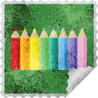 kleur potloden grafisch plein sticker postzegel png