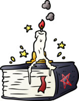 cartoon spooky spellbook with dribbling candle png