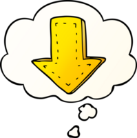 cartoon pointing arrow with thought bubble in smooth gradient style png