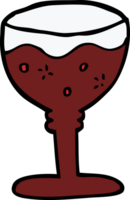 copo de doodle de desenho animado de vinho tinto png