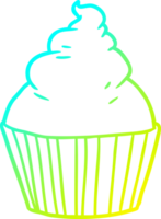 cold gradient line drawing of a cartoon cup cake png
