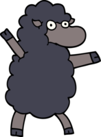 dessin animé doodle mouton noir png