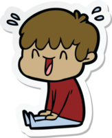 sticker of a cartoon laughing boy png