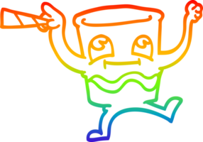 rainbow gradient line drawing of a cartoon animated whisky glass png