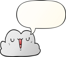 cute cartoon cloud with speech bubble in smooth gradient style png