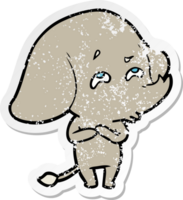 distressed sticker of a cartoon elephant remembering png