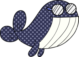 cartoon whale wearing spectacles png