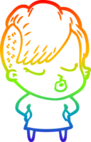 regenboog helling lijn tekening van een tekenfilm mooi hipster meisje png