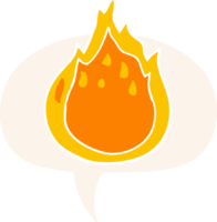 dessin animé Feu avec discours bulle dans rétro style png