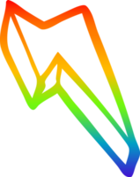 rainbow gradient line drawing of a cartoon decorative lightning bolt png