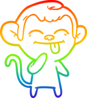rainbow gradient line drawing of a funny cartoon monkey png