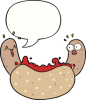 cartone animato hot dog con discorso bolla png