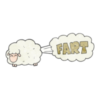 hand- getextureerde tekenfilm scheten laten schapen png