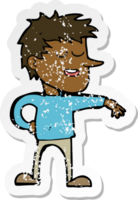 retro distressed sticker of a cartoon man making dismissive gesture png