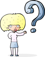 mujer de dibujos animados haciendo una pregunta png