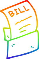 rainbow gradient line drawing of a cartoon debt bill png