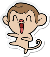 sticker of a cartoon laughing monkey png