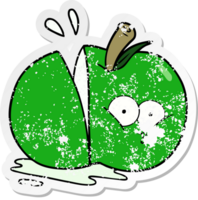 distressed sticker of a cartoon sliced apple png