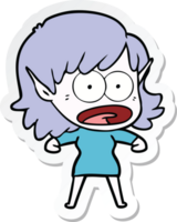 sticker of a cartoon shocked elf girl png