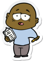 sticker of a cartoon tired bald man png