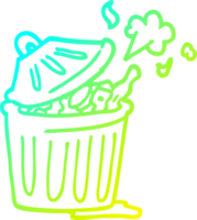 cold gradient line drawing of a cartoon waste bin png