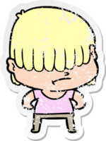 distressed sticker of a cartoon boy with untidy hair png