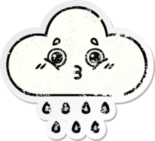 distressed sticker of a cute cartoon rain cloud png