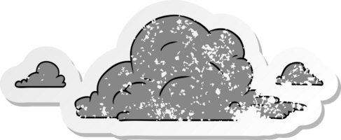 Hand gezeichnet betrübt Aufkleber Karikatur Gekritzel von Weiß groß Wolken png