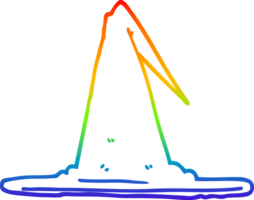 rainbow gradient line drawing of a cartoon witch hat png