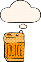 cartoon juice box with thought bubble in comic book style png