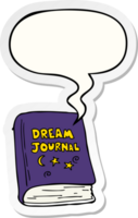 cartoon dream journal with speech bubble sticker png