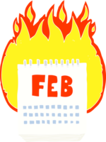 flat color illustration of calendar showing month of february png