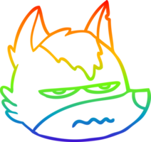 arco Iris gradiente linha desenhando do uma desenho animado irritado Lobo face png