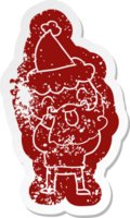 man with beard sticking out tongue wearing santa hat png