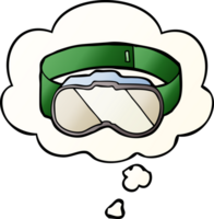 cartoon goggles with thought bubble in smooth gradient style png