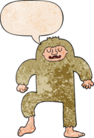 cartone animato bigfoot con discorso bolla nel retrò struttura stile png