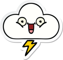 sticker of a cute cartoon thunder cloud png