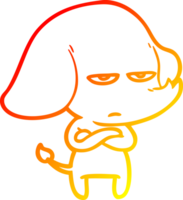 warm gradient line drawing of a annoyed cartoon elephant png