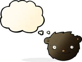 tête d'ours noir dessin animé avec bulle de pensée png