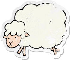 distressed sticker of a cartoon sheep png