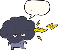 hand drawn speech bubble cartoon raincloud character shooting lightning png