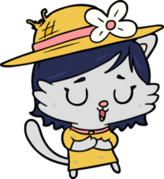 dibujos animados gato vistiendo verano sombrero png