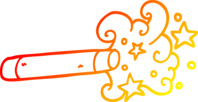 warm gradient line drawing of a cartoon magician wand png