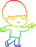 rainbow gradient line drawing of a happy cartoon boy png